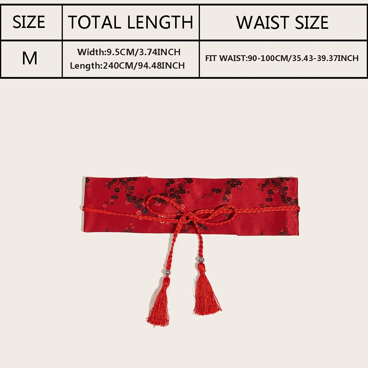 Red Waist Seal Floral Embroidery Belt Classic Dress Belt Accessories