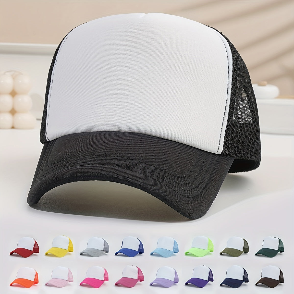 Fluorescent Baseball Cap Sunscreen Trucker Hat Mesh Breathable Adjustable