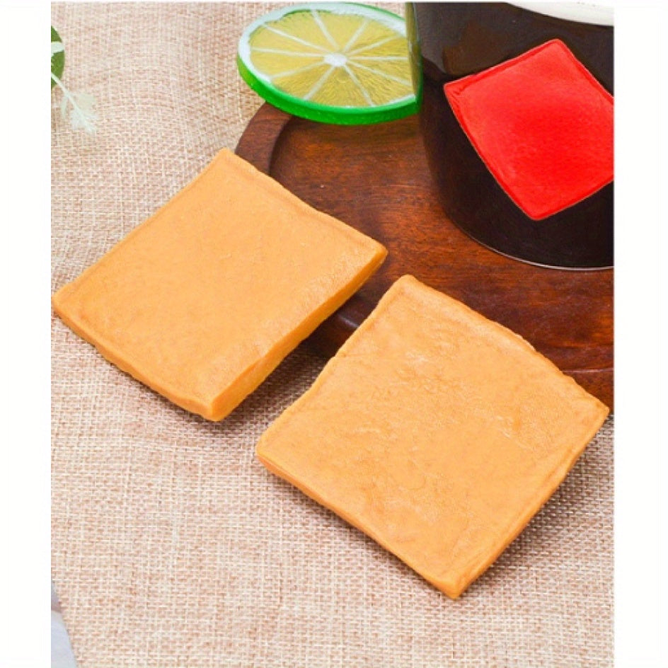 2pcs Yellow PVC Tofu Cubes Halloween Thanksgiving Pretend Play Food