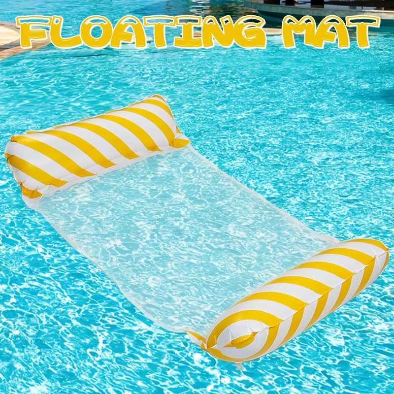 Foldable Inflatable Lounge Chair with Striped Net Float