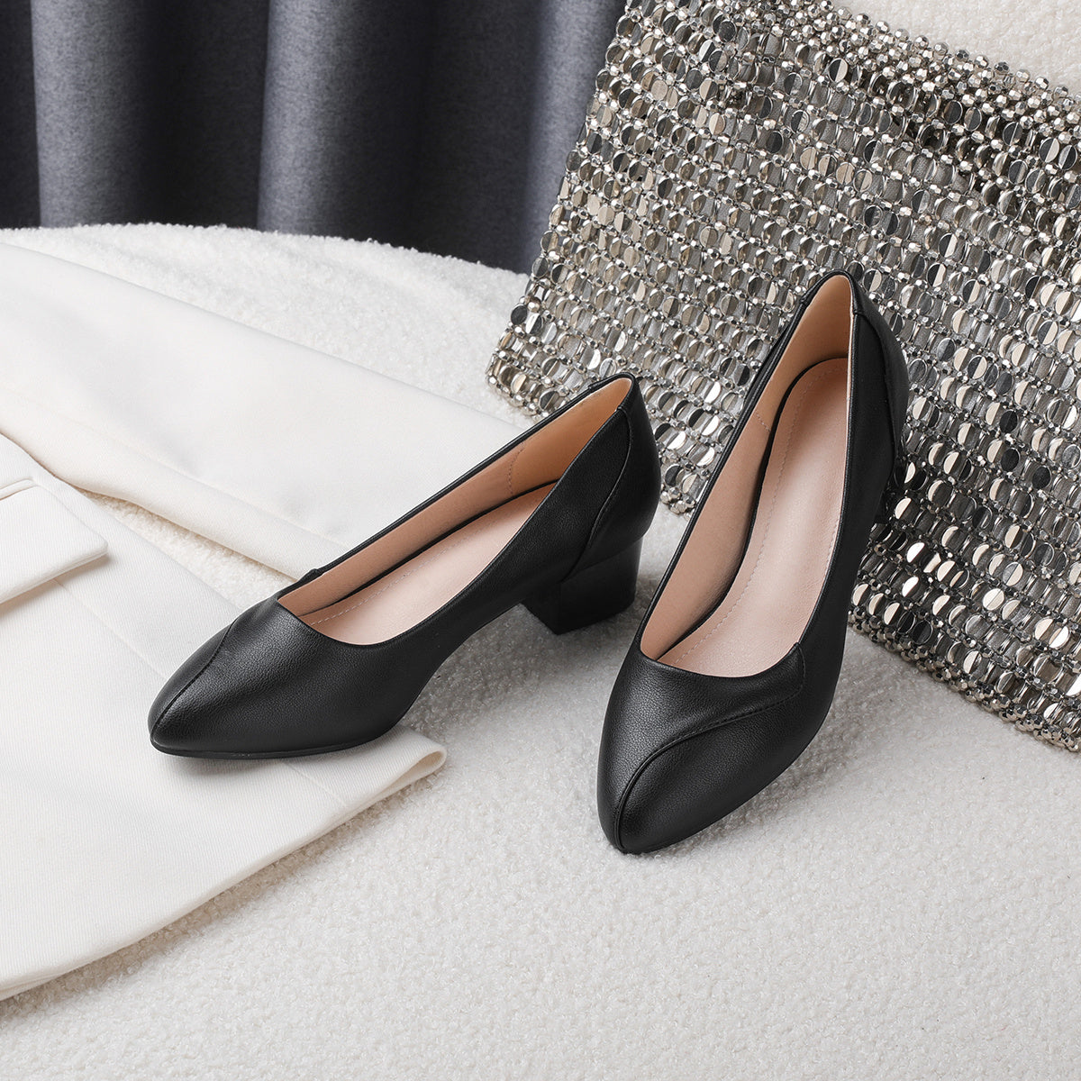 Block Heel Court Shoes Solid Pumps Women's Footwear