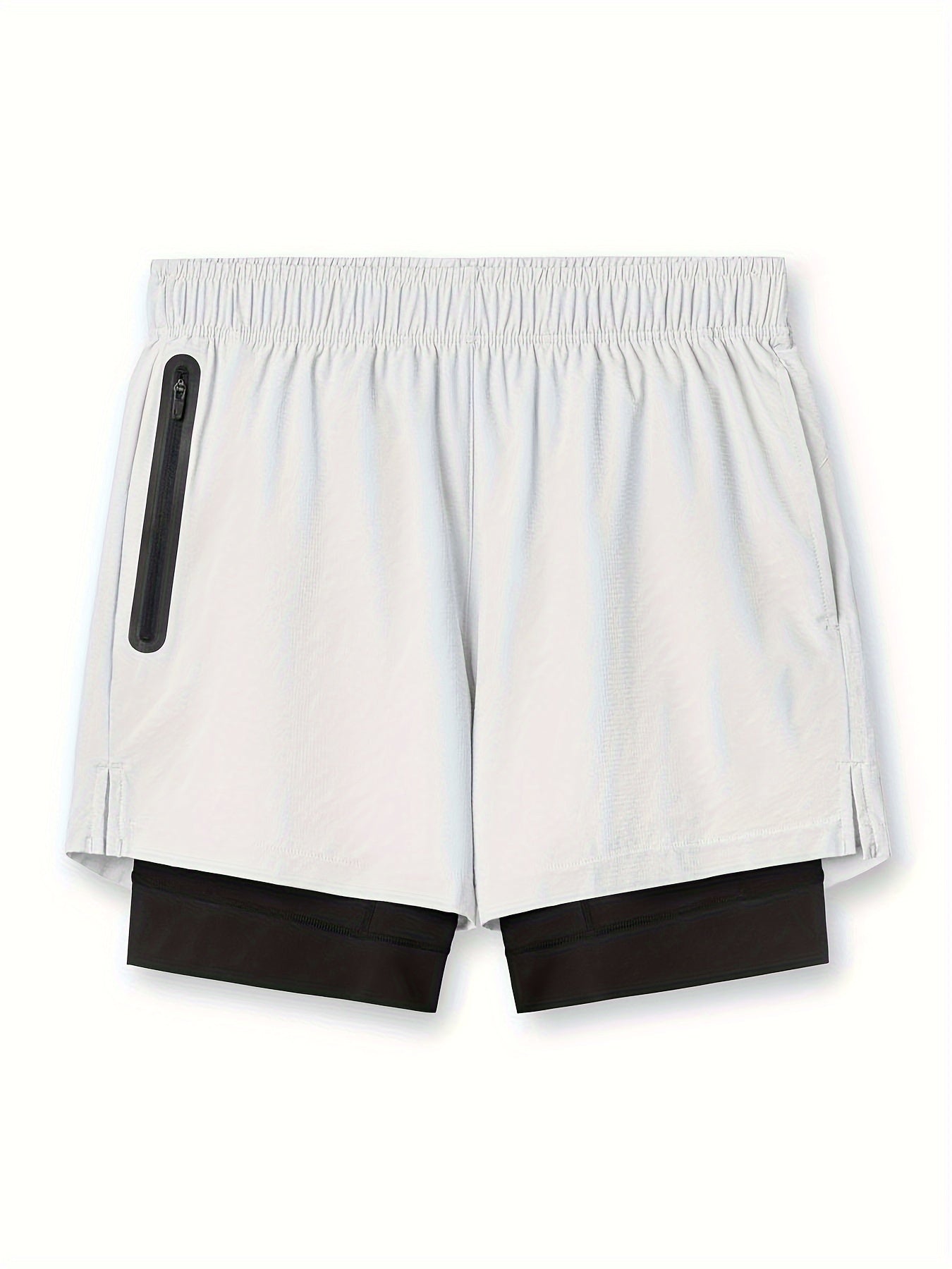 Men's Double Layer Sports Shorts With Inner Zip Pocket