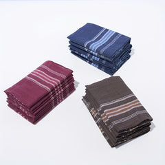 12pcs Classic Men's Plaid Handkerchiefs Vintage Inspired Woven Fabric