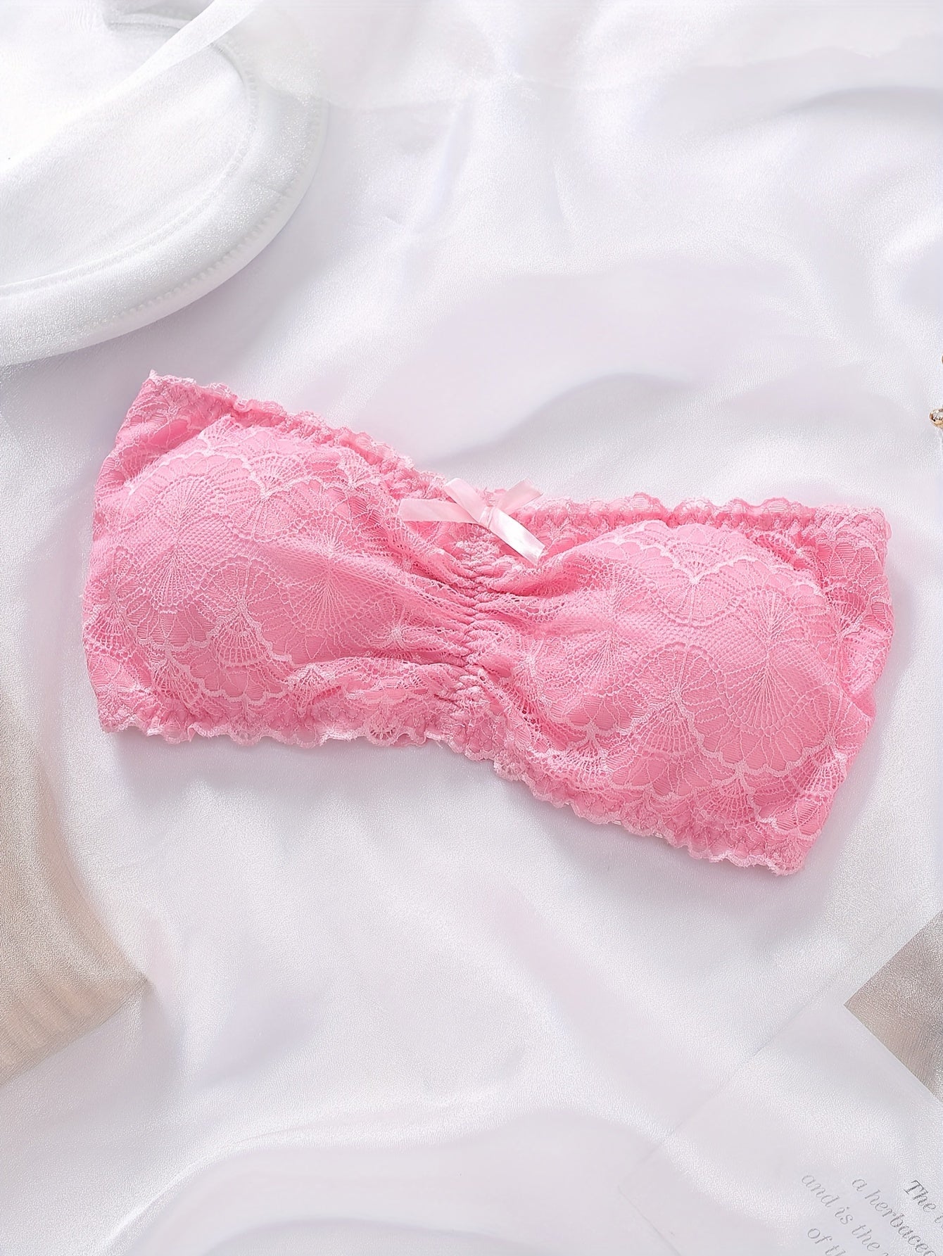 Lace Stitching Bandeau Bra Soft Stretch Strapless Bra Women's Lingerie