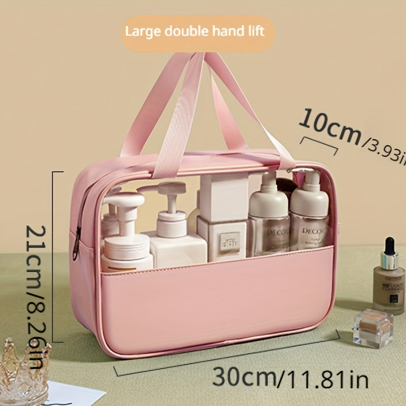 Waterproof Transparent Toiletry Bag Portable Zippered Tote Cosmetic Bag