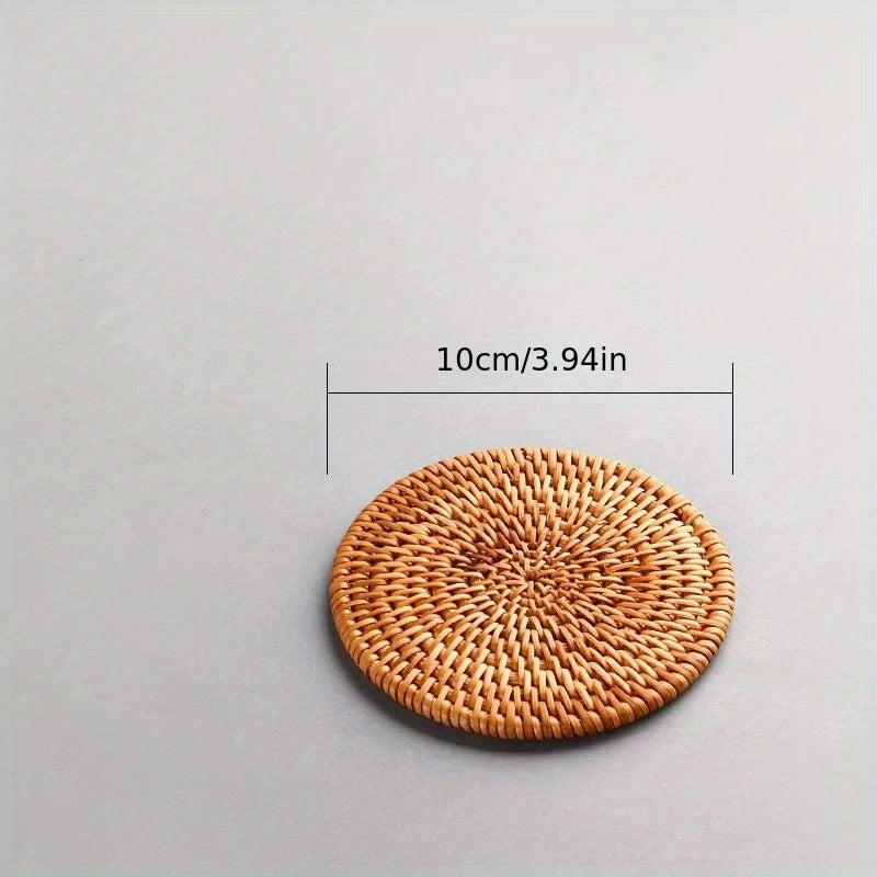 Boho Rattan Coaster Heat Insulation Table Mat Vietnamese Autumn Vine Hot Pads