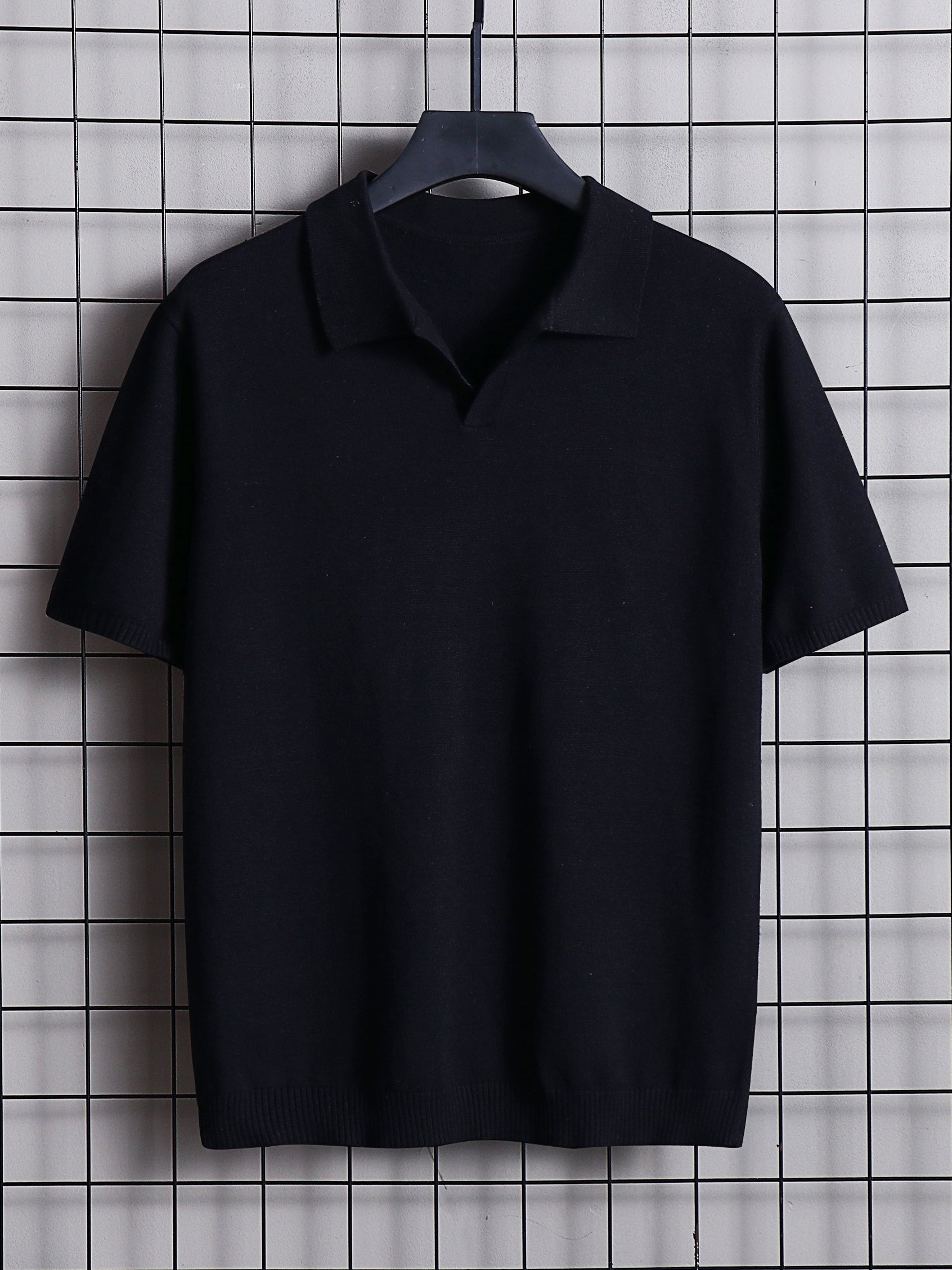 Men's Solid Lapel Polo Short Sleeve Shirt