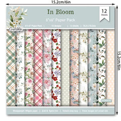 12pcs Flower Retro Pattern DIY Scrapbook Background Paper