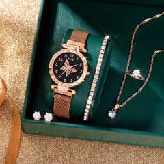 Butterfly Rhinestone Watch & Bracelet Set