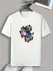 Halloween Reaper & Unicorn Print Men's Sports Tee