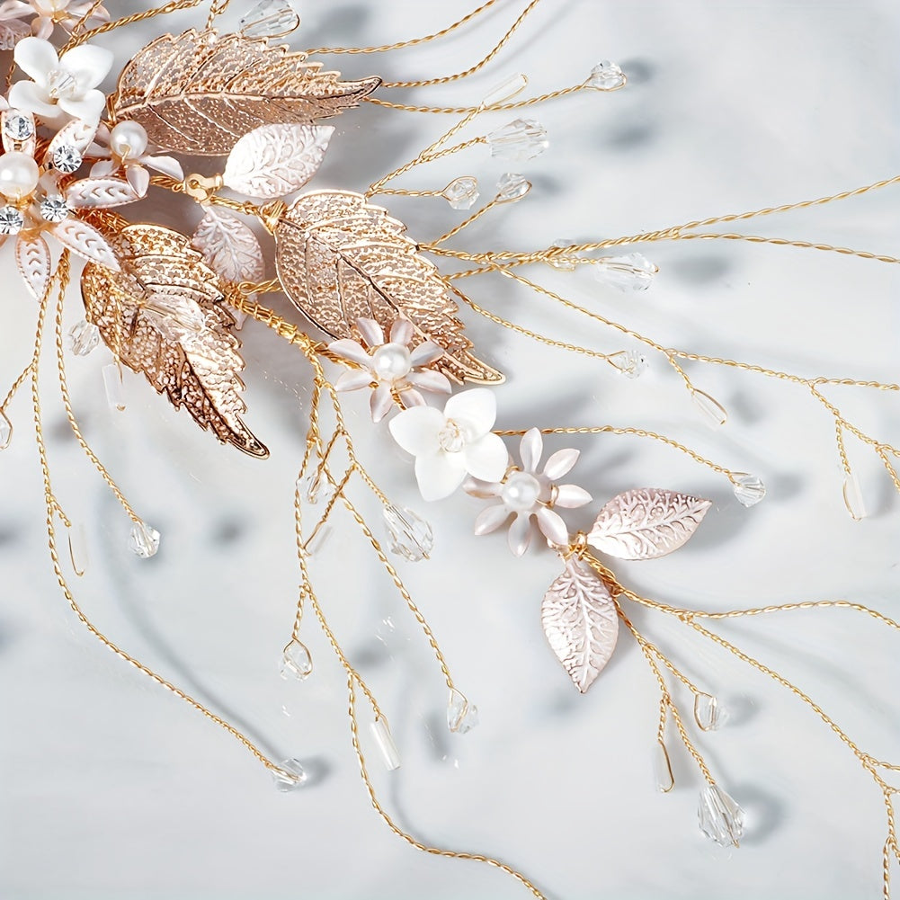 Flower & Faux Pearl Hair Clip Bridal Wedding Headwear Accessory