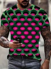 3D Dense Hole Pattern Vision Illusion Graphic Tee for Men