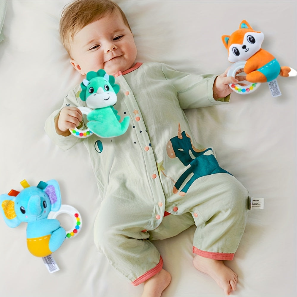 Baby Bell Toy Cartoon Animal Hand Cranked Bell Toy for Strollers & Beds
