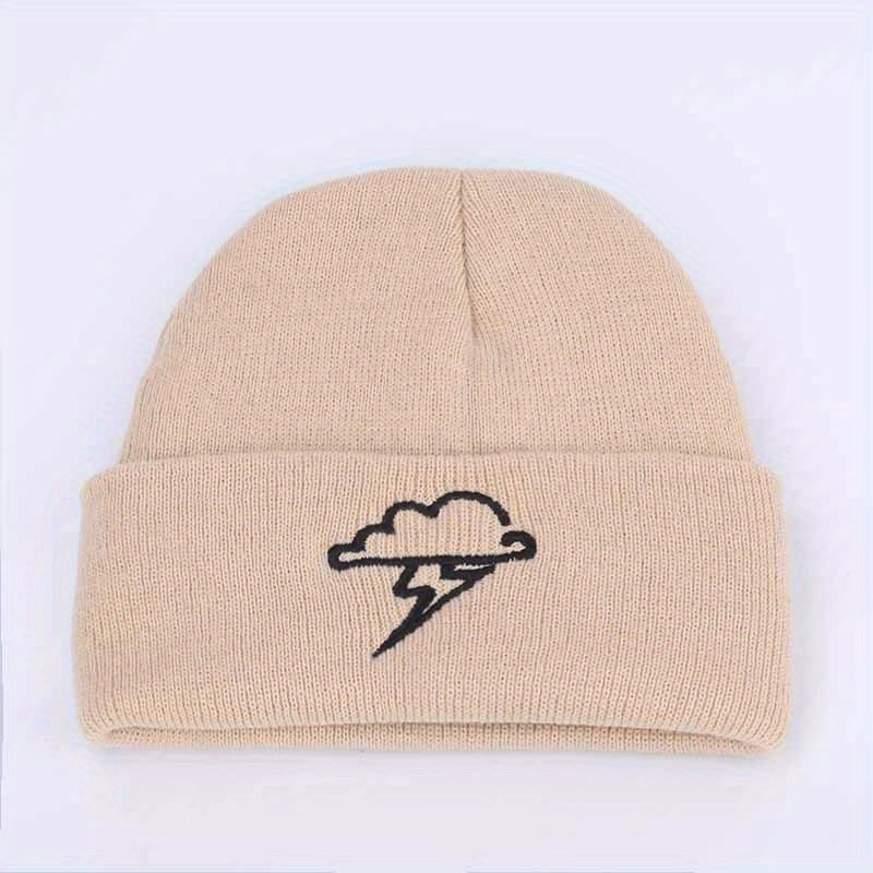 Clouds Embroidery Beanie Lightweight Warm Skull Cap Solid Coldproof Couple Knit