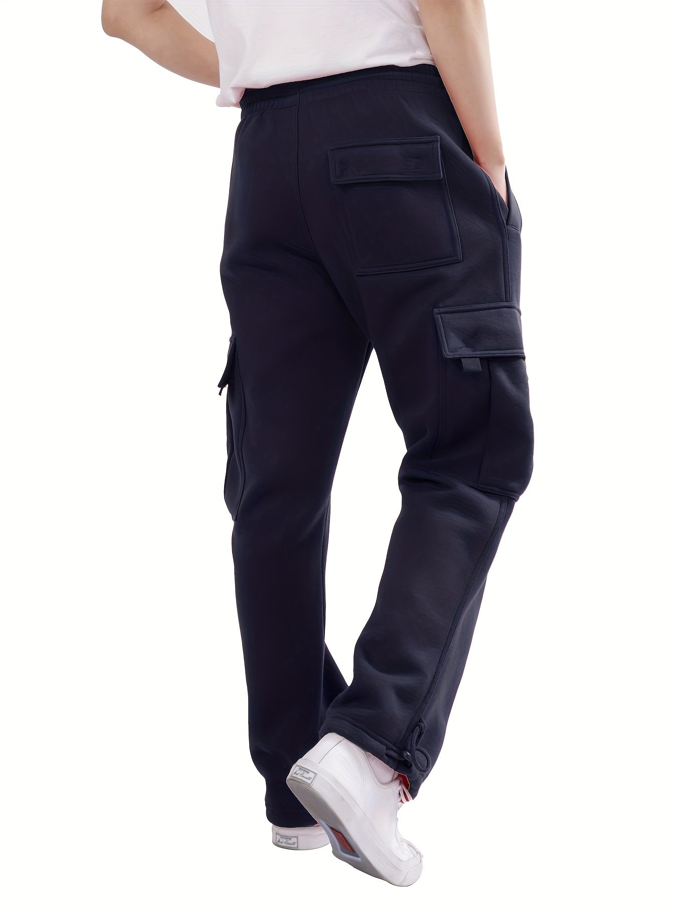 Men's Cargo Pants Drawstring Straight Leg Casual Overalls
