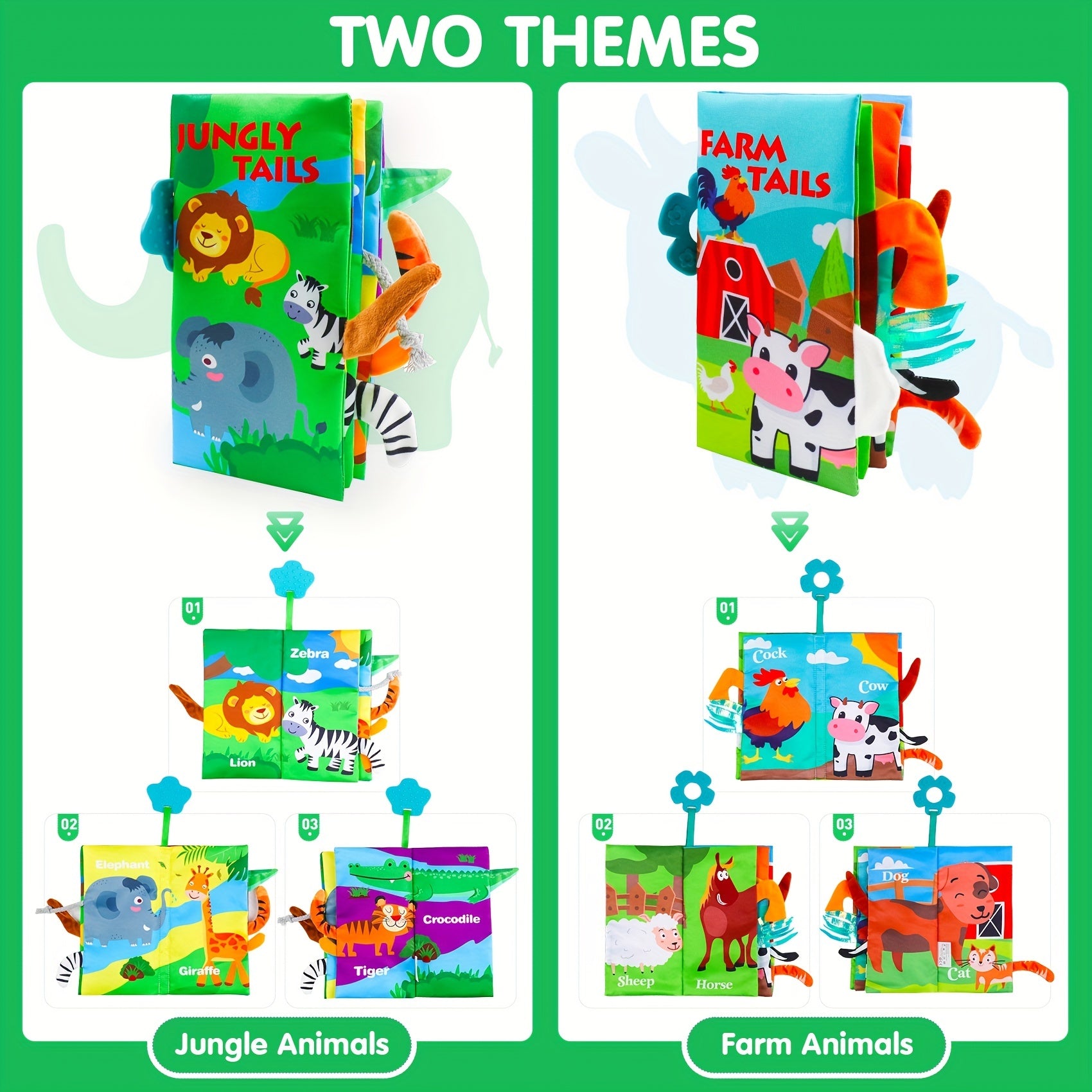 Soft Cloth Crinkle Books Sensory Toys for Infant Toddler
