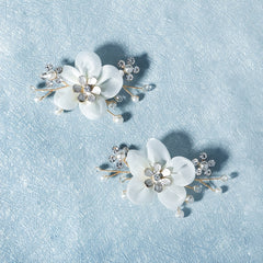 Fabric Flower Rhinestone Shoe Buckles for Women