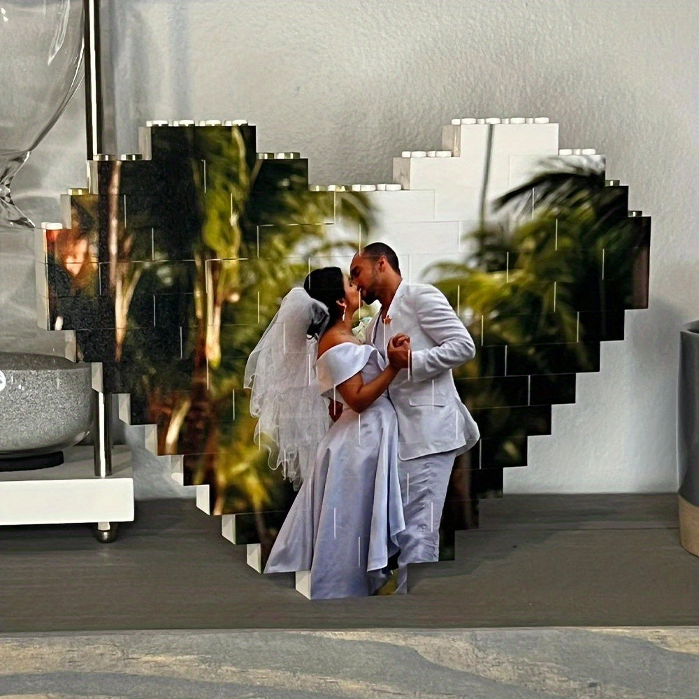 Custom Heart Shaped Photo Block Puzzle for Him Her