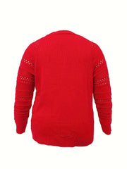 Solid Crochet Knit Long Sleeve Button Up Sweater Cardigan