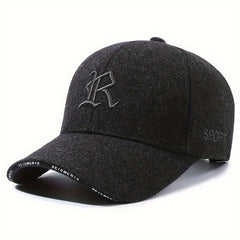 Winter Warm Velvet Thickened Baseball Cap R Letter Embroidered Baseball Cap