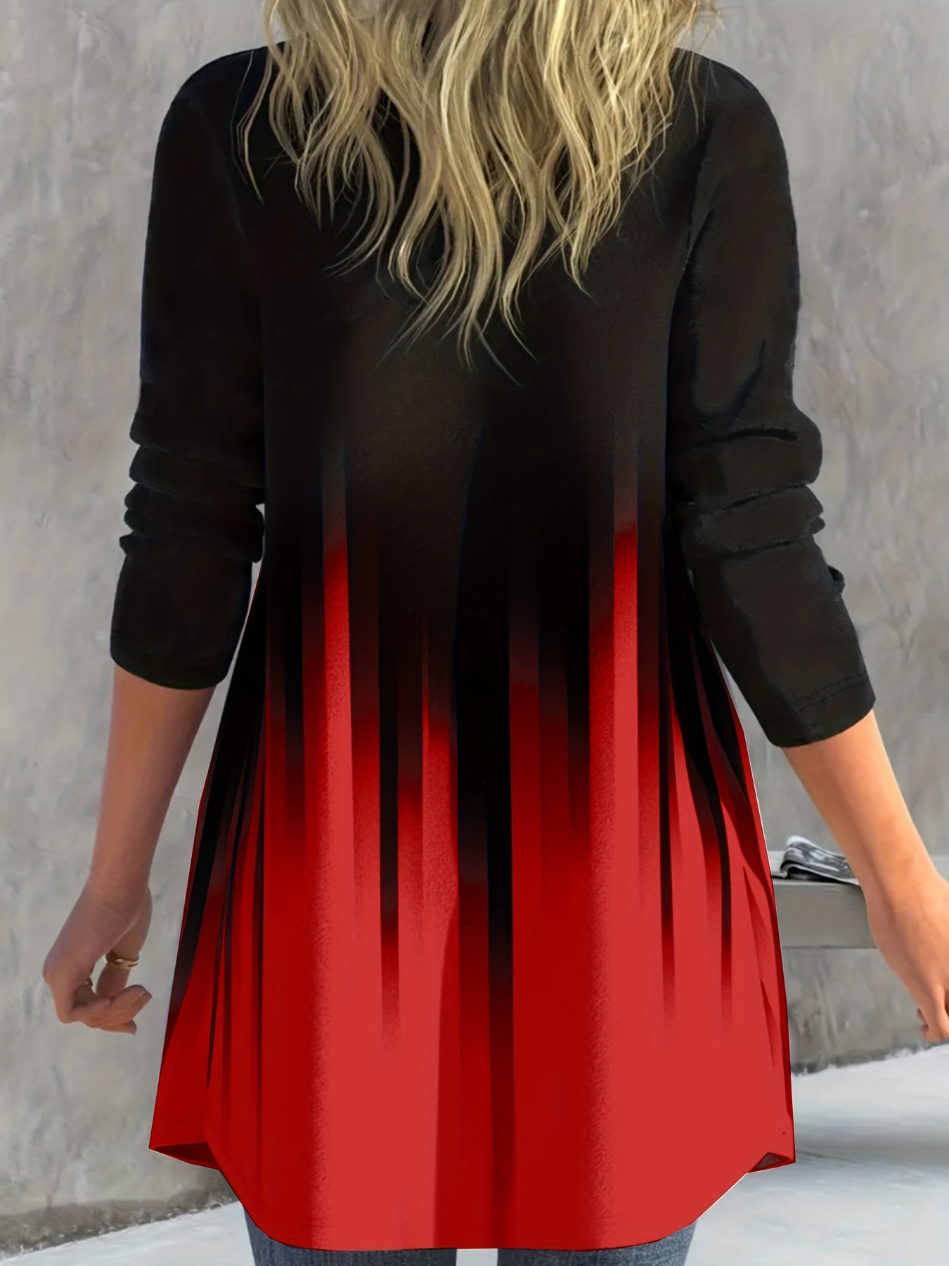 Women's Plus Ombre Long Sleeve Open Front Cardigan