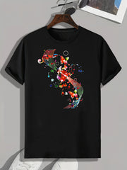 Music Elements Pattern Print Men's Comfy Sports T shirt Graphic Tee