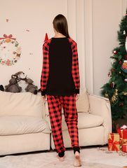 Plaid Print Tee & Pants Pajama Set