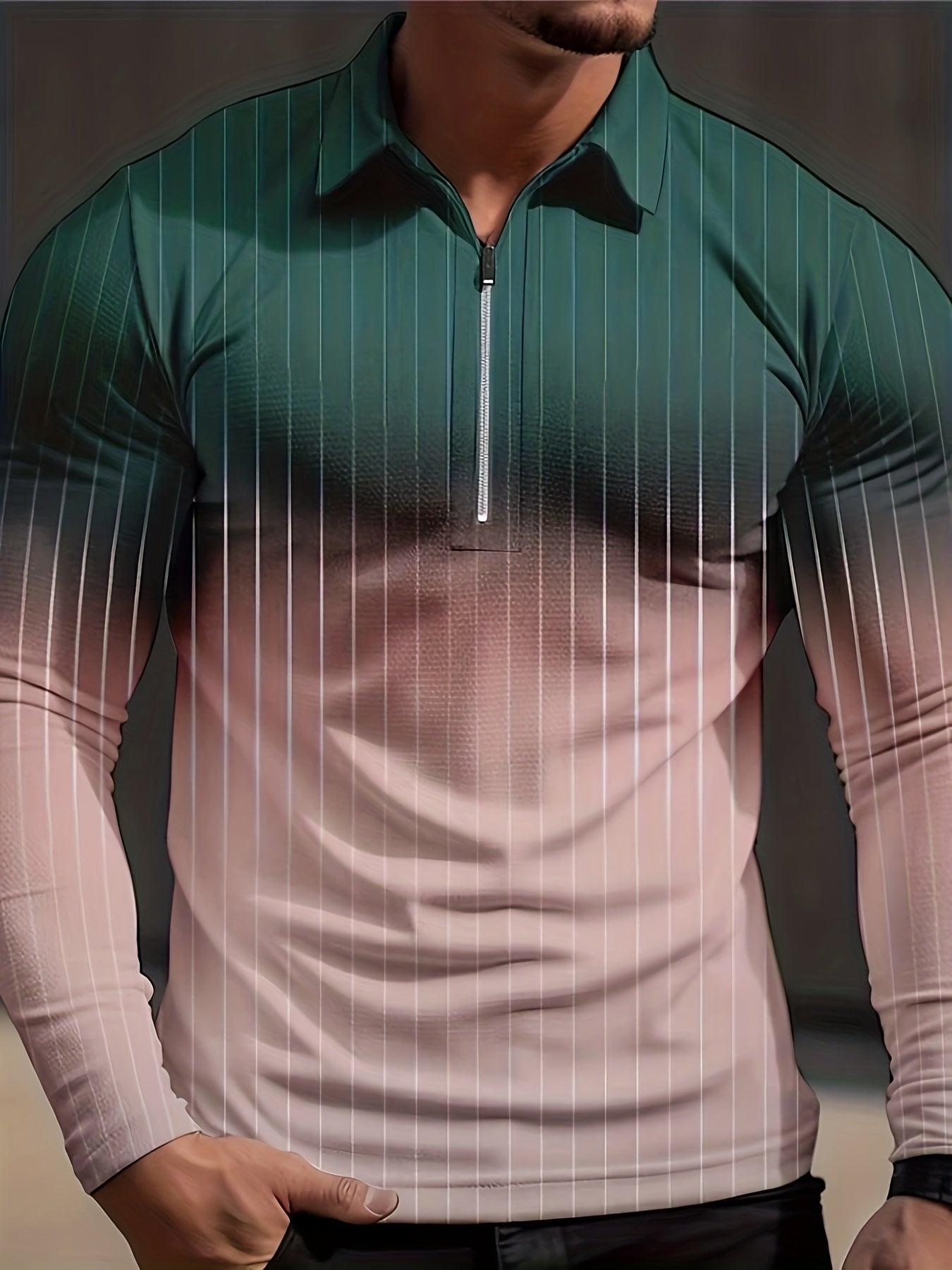 Gradient Stripe Men's Long Sleeve Shirt