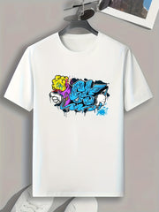 Graffiti Style Letter Print Men's Sports T-Shirt