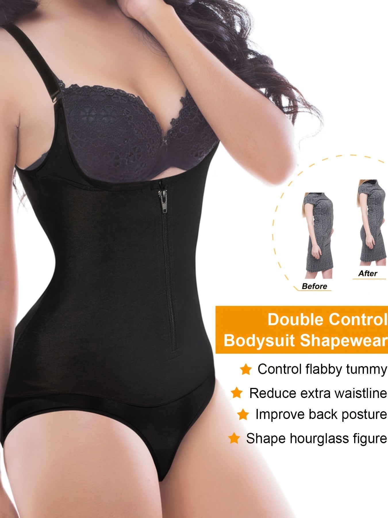 Zipper Waist Trainer Slim Bodysuit Women's Activewear