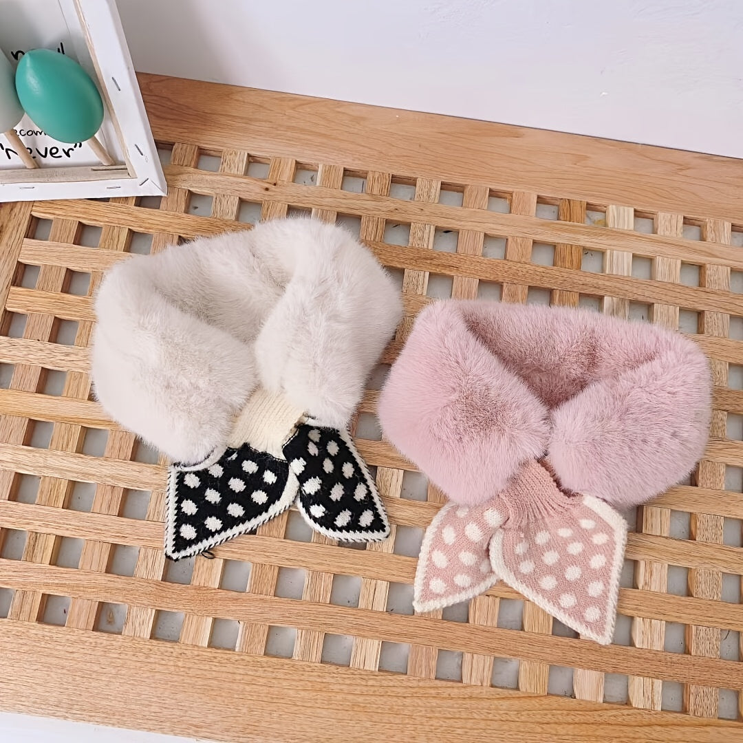 Kids Polka Dot Plush Scarf for Fall Winter