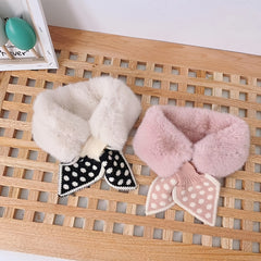 Kids Polka Dot Plush Scarf for Fall Winter