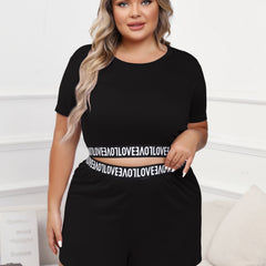 Casual Loungewear Set Solid Letter Tape Crop Top & Shorts