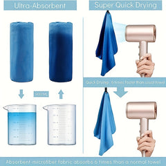 Quick Drying Microfiber Towel for Sports Gym Yoga Beach - Portable Water Absorbe