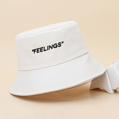 Solid Cotton Bucket Hat FEELINGS Embroidery Casual Sun Hat Couple Basin Hats