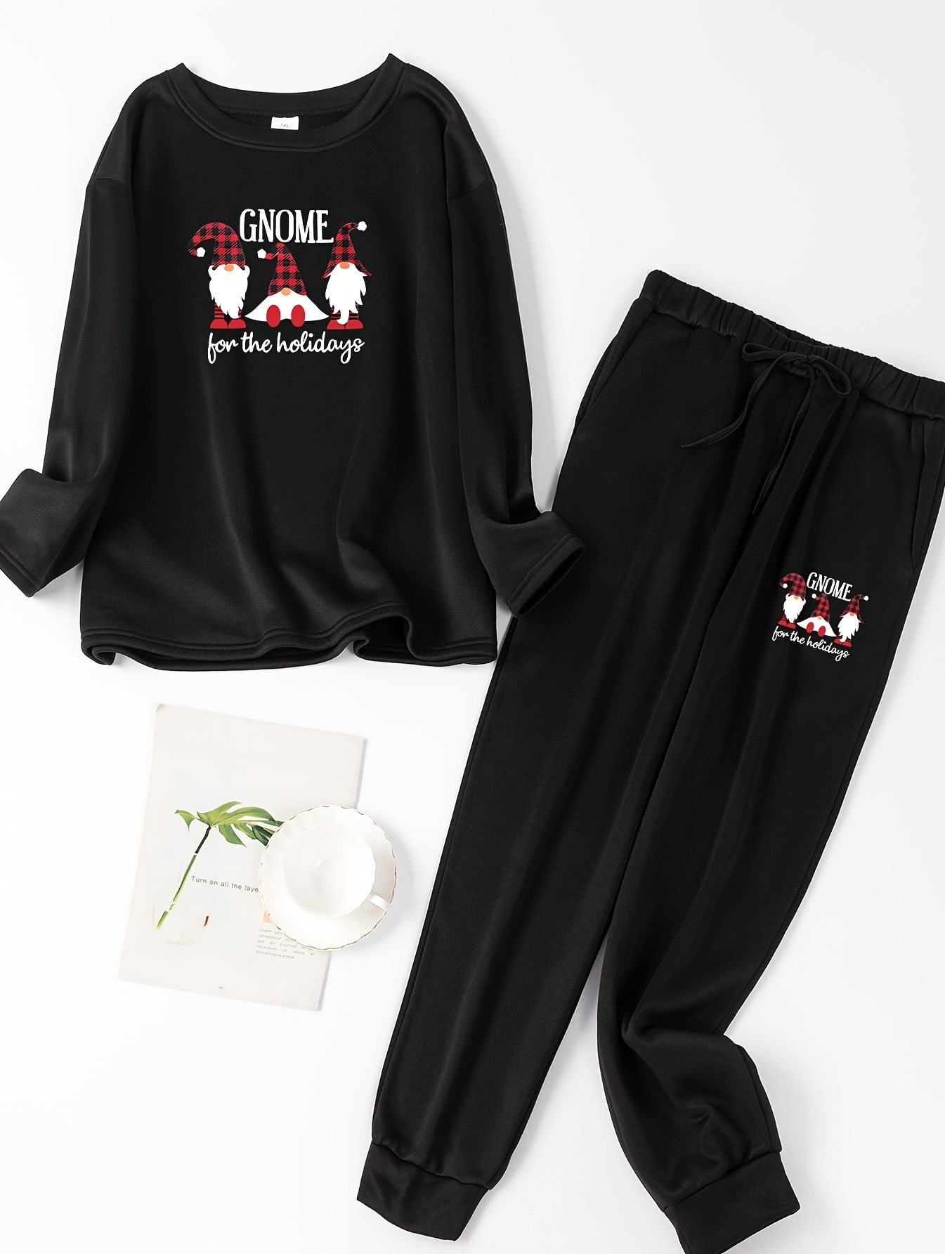 Christmas Loungewear Set Dwarf Print Pajama 2 Piece