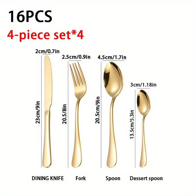 16pcs Stainless Steel Silverware Cutlery Set for Home Use