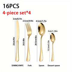 16pcs Stainless Steel Silverware Cutlery Set for Home Use