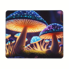 Mushroom Pattern Square Mouse Pad 20x24cm for Games Home Office Rubber Border