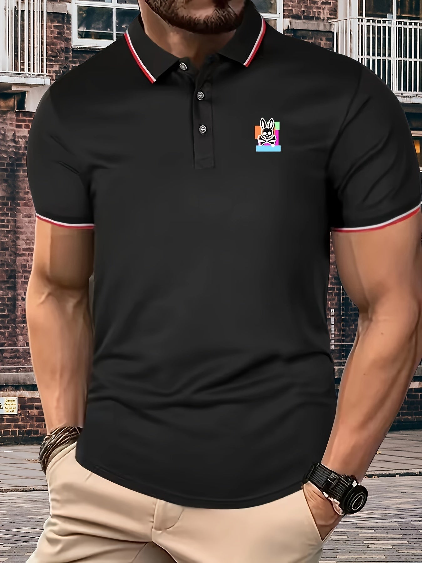 Rabbit Skeleton Pattern Men's Golf Shirt
