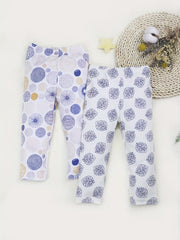 2pcs Geo Leaf Print Toddler Leggings Slim Fit Outwear
