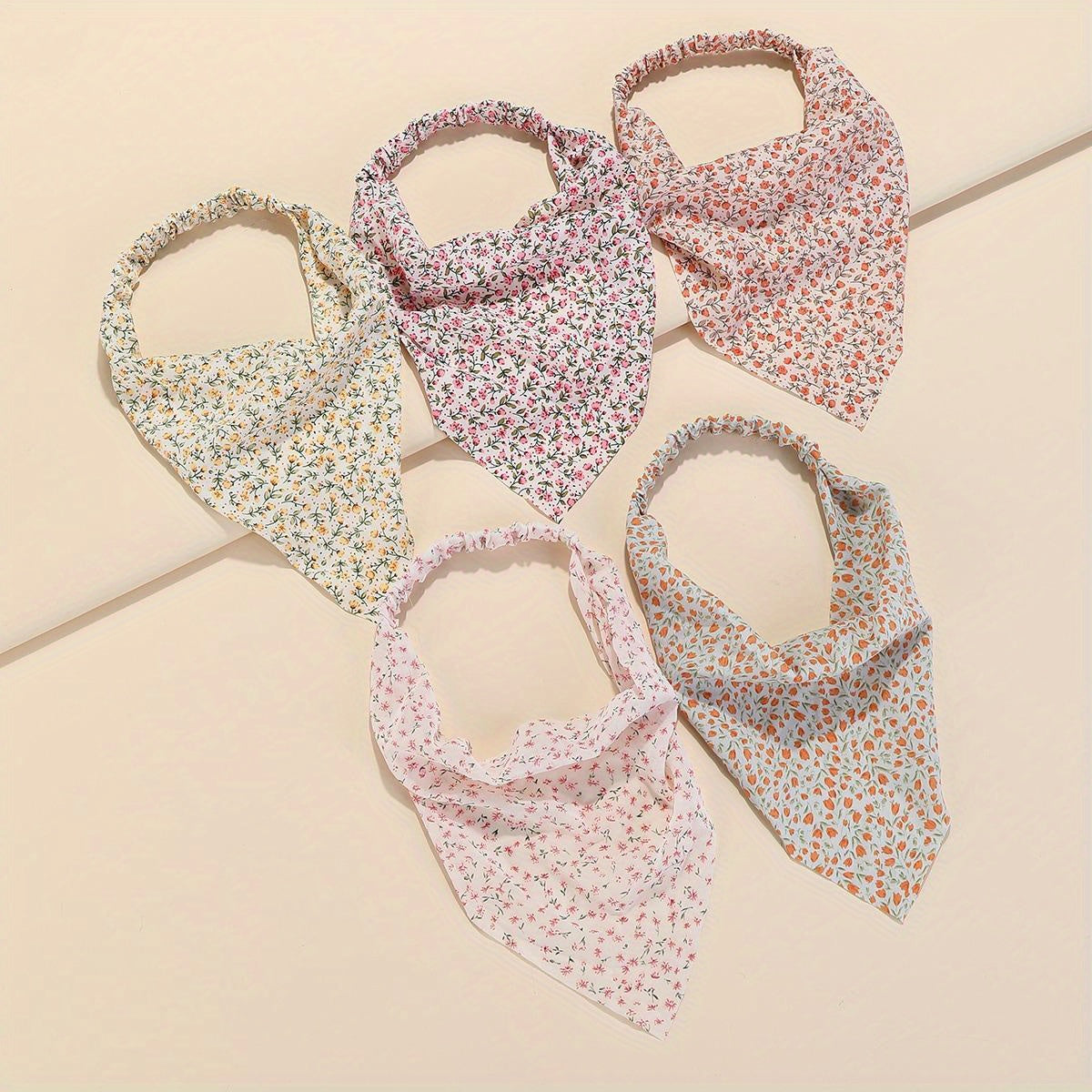 5pcs Triangle Scarf Floral Print Headband Elastic Turban Bandana Women Hawaii