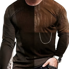 Vintage Block Print Men's Sweatshirt for Autumn