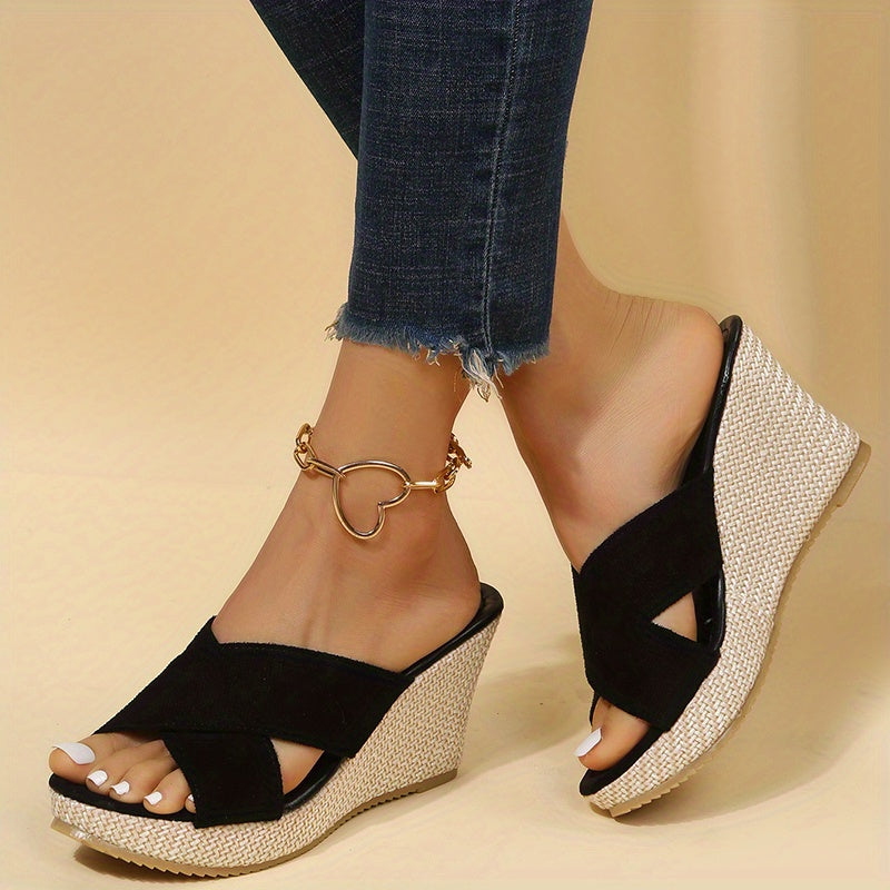 Women's Wedge Slide Sandals Comfortable Open Toe Slip On Shoes