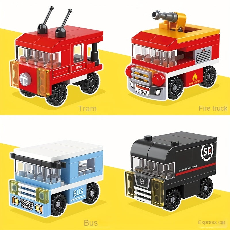 Building Block Assembly Set with Model Cars for Ages 6+