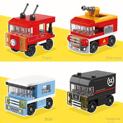 Building Block Assembly Set with Model Cars for Ages 6+