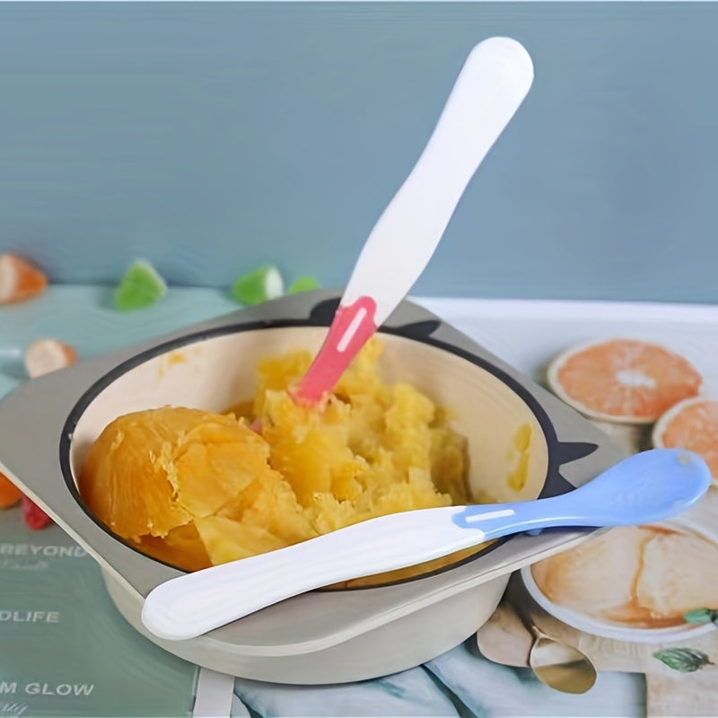 2pcs Baby Temperature Sensing Spoon Silicone Spoon Children's Food Supplement