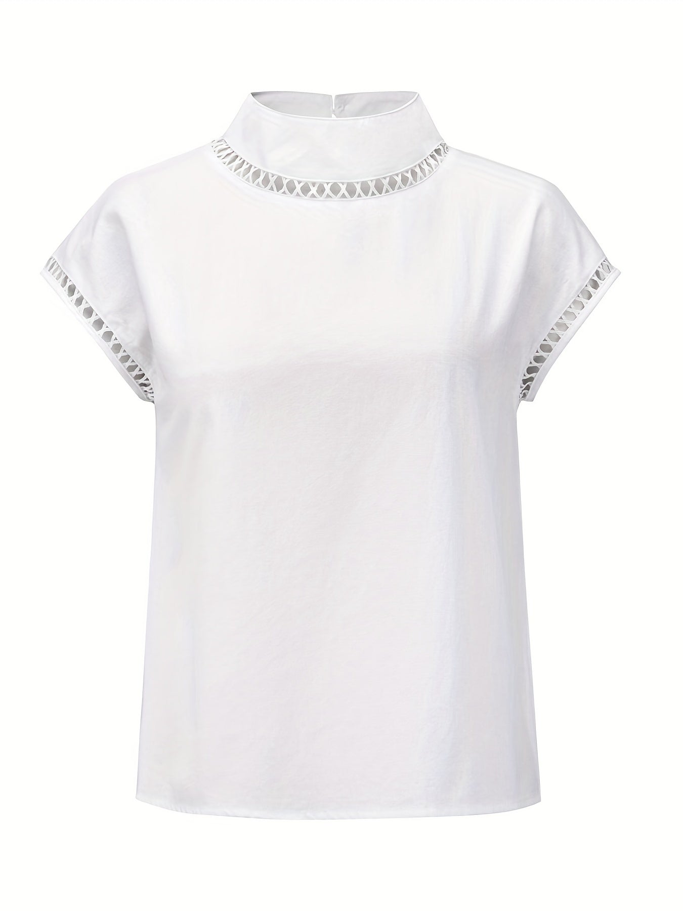 Casual Blouse Women's Plus Eyelet Embroidered Cap Sleeve Blouse