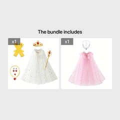 9pcs Shining Princess Capes Crown Necklace Earrings Bracelet Scepter Gloves