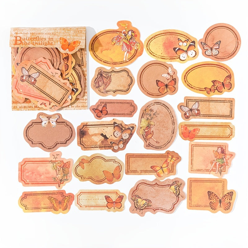 Butterfly Retro Writeable Label Sticker Set - 40 Sheets